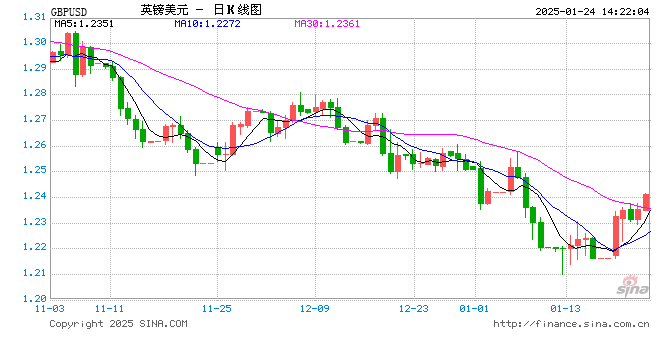 01月24日 英镑兑美元突破1.2413 折算100英镑汇率兑898.3800人民币